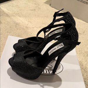 Steve Madden Black Rhinestone Heels